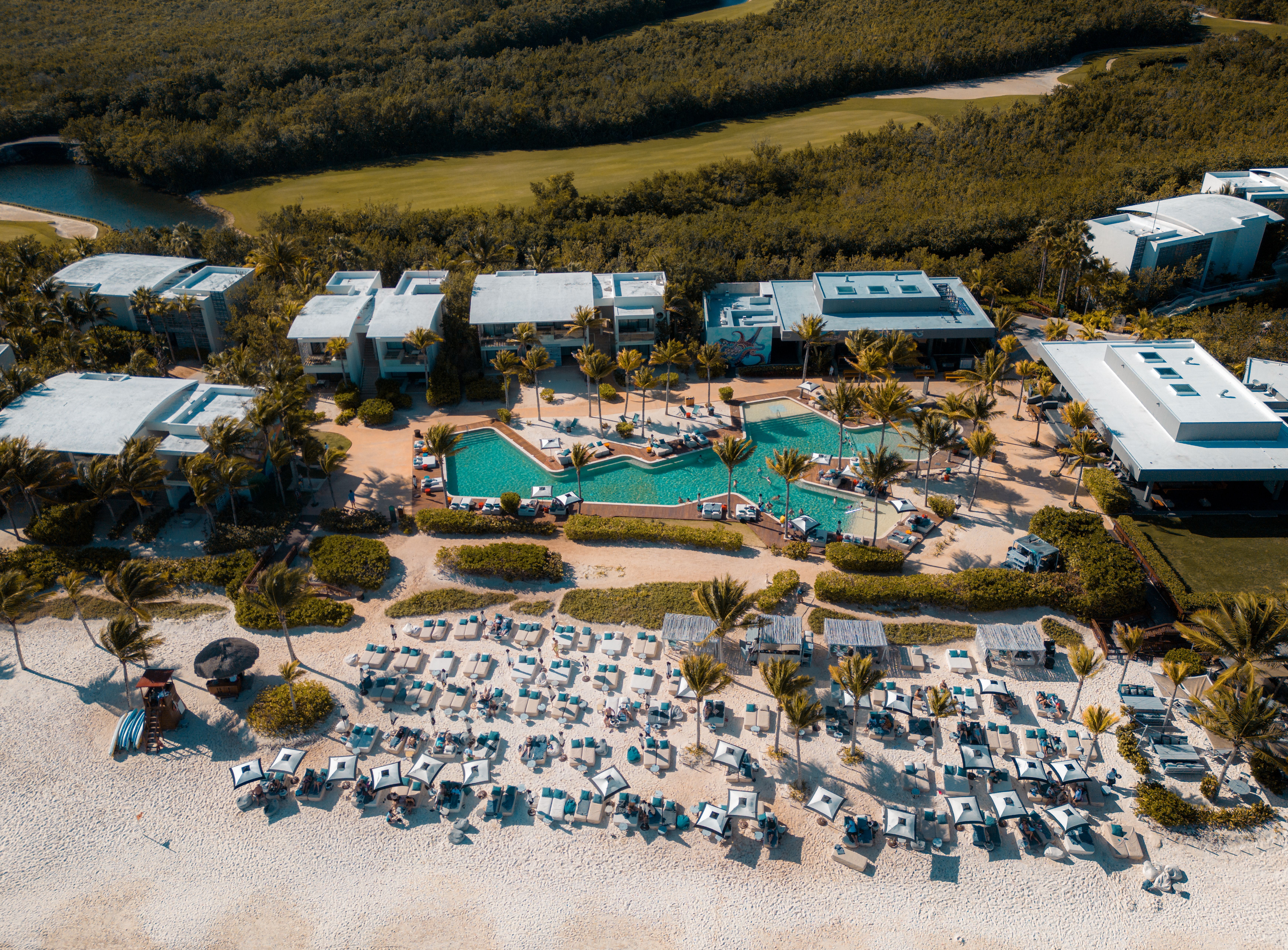 Resort aerial along the Riviera Maya — home to Excellence Playa Mujeres and Secrets Playa Mujeres.